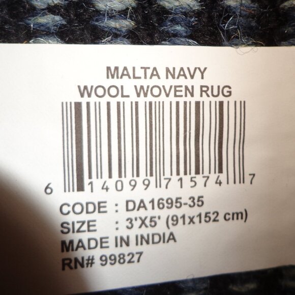 NWT Dash & Albert Malta Navy Woven Wool Rug (Annie Selke Company) Handmade - Picture 14 of 16
